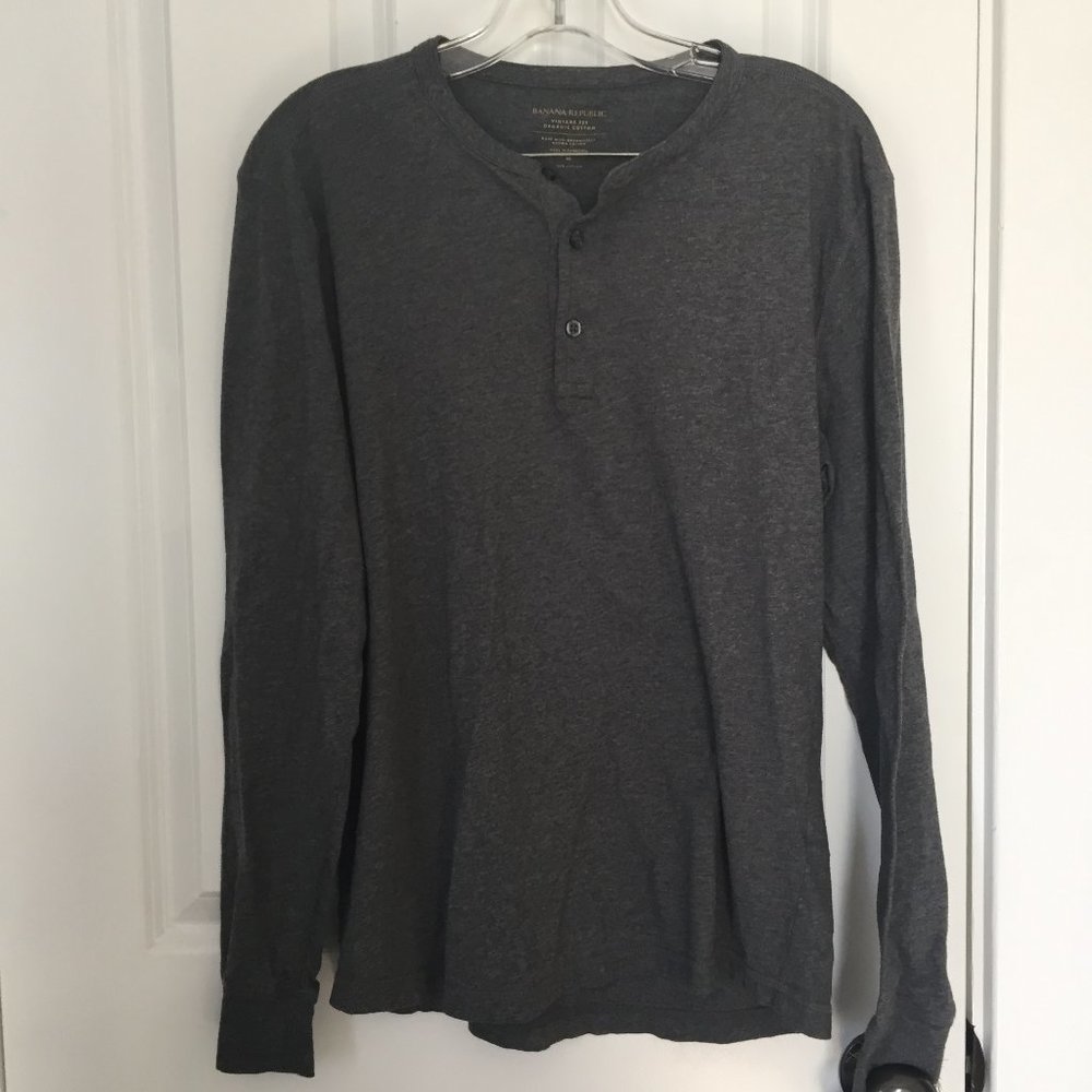 Banana Republic Organic Cotton Henley Shirt Size Medium
